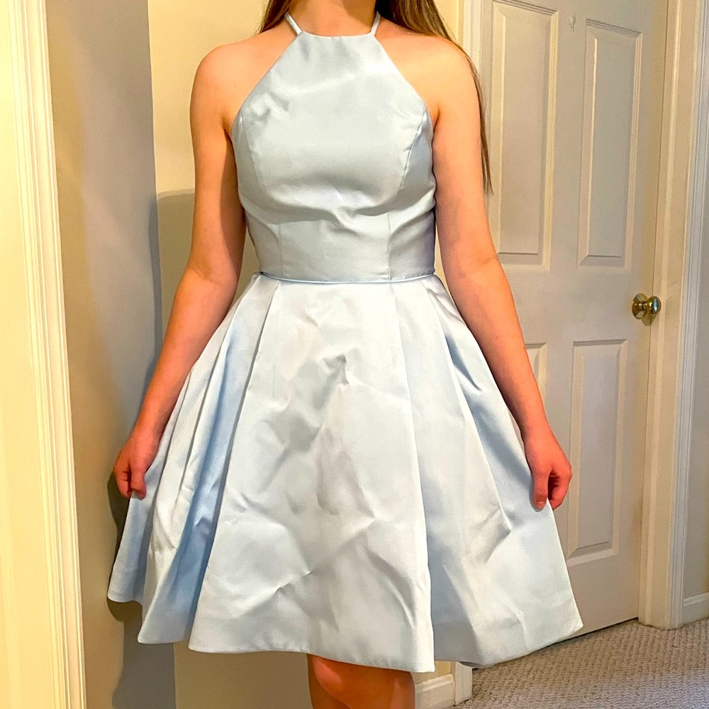 Sherri Hill Size 6, silvery blue homecoming dress